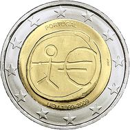  2 евро 2009 «10 лет Экономическому и валютному союзу» Португалия, фото 1 