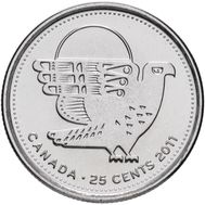  25 центов 2011 «Природа Канады — Сапсан» Канада (обычная), фото 1 