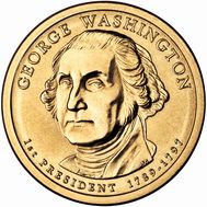 1 доллар 2007 «1-й президент Джордж Вашингтон» США (случайный монетный двор), фото 1 