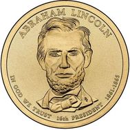  1 доллар 2010 «16-й президент Авраам Линкольн» США, фото 1 