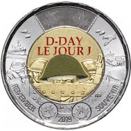  2 доллара 2019 «75 лет высадке союзников в Нормандии» Канада (цветная), фото 1 