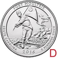  25 центов 2016 «Форт Моултри» (35-й нац. парк США) D, фото 1 