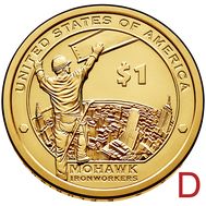  1 доллар 2015 «Рабочие Мохоки» США D (Сакагавея), фото 1 