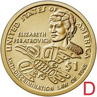  1 доллар 2020 «Антидискриминационный закон Элизабет Ператрович» США D (Сакагавея), фото 1 