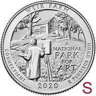  25 центов 2020 «Ферма Дж. А. Вейра» (52-й нац. парк США) S, фото 1 