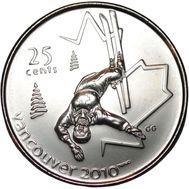  25 центов 2008 «Фристайл. XXI Олимпийские игры 2010 в Ванкувере» Канада, фото 1 