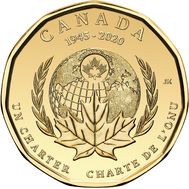  1 доллар 2020 «75 лет ООН» Канада, фото 1 