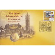  20 шиллингов 2000 «150 лет первой австрийской марке» Австрия (в буклете), фото 1 