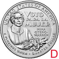  25 центов 2022 «Нина Отеро-Уоррен» (Выдающиеся женщины США) D, фото 1 