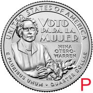 25 центов 2022 «Нина Отеро-Уоррен» (Выдающиеся женщины США) P, фото 1 