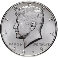  50 центов 2019 «Джон Кеннеди» США (случайный монетный двор), фото 1 