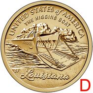  1 доллар 2023 «Лодка Хиггинса. Луизиана» D (Американские инновации), фото 1 