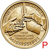  1 доллар 2023 «Первая трансплантация легких» P (Американские инновации), фото 1 