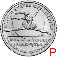  25 центов 2023 «Балерина Мария Толчиф» (Выдающиеся женщины США) P, фото 1 