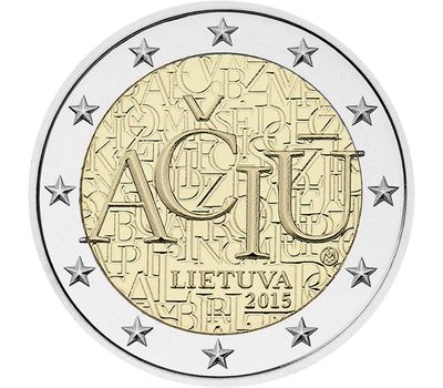  Монета 2 евро 2015 «Литовский язык. Спасибо» Литва, фото 1 