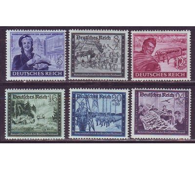  6 почтовых марок «Немецкая почта. Почтово-товарищеские отношения» Третий Рейх 1944, фото 1 