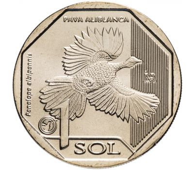  Монета 1 соль 2018 «Красная книга. Белокрылый Гуан» Перу, фото 1 