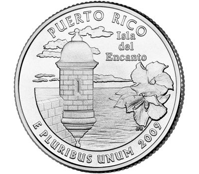  Монета 25 центов 2009 «Пуэрто-Рико» (штаты США) случайный монетный двор, фото 1 