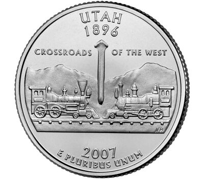  Монета 25 центов 2007 «Юта» (штаты США) случайный монетный двор, фото 1 