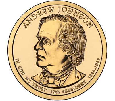  Монета 1 доллар 2011 «17-й президент Эндрю Джонсон» США (случайный монетный двор), фото 1 