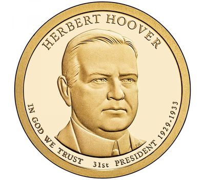  Монета 1 доллар 2014 «31-й президент Герберт Гувер» США (случайный монетный двор), фото 1 