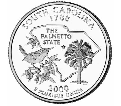  Монета 25 центов 2000 «Южная Каролина» (штаты США) случайный монетный двор, фото 1 
