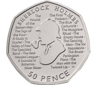  Монета 50 пенсов 2019 «Шерлок Холмс» Великобритания, фото 1 