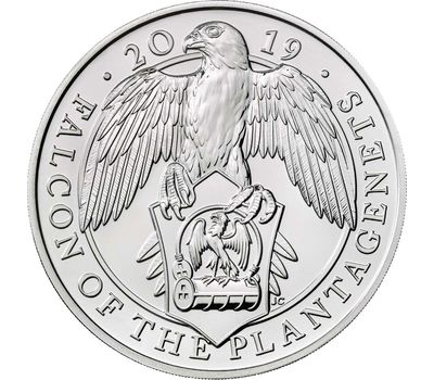  Монета 5 фунтов 2019 «Сокол дома Плантагенетов» (Звери Королевы) в буклете, фото 2 