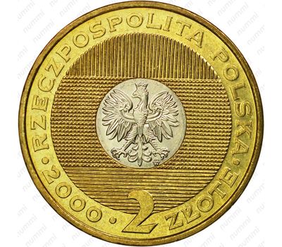  Монета 2 злотых 2000 «2000 год — начало нового тысячелетия» Польша, фото 2 