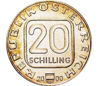  Монета 20 шиллингов 2000 «150 лет первой австрийской марке» Австрия (в буклете), фото 3 