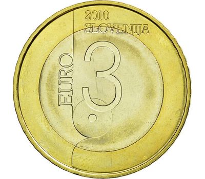  Монета 3 евро 2010 «Любляна — Всемирная книжная столица» Словения, фото 2 