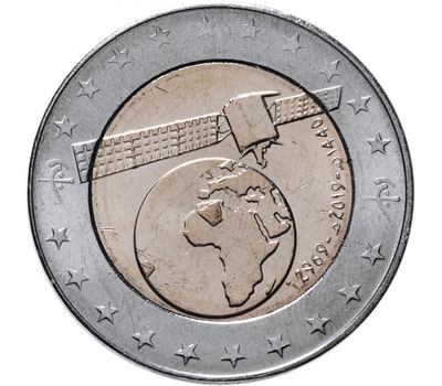  Монета 100 динаров 2019 «Спутник связи Alcomsat-1» Алжир, фото 1 