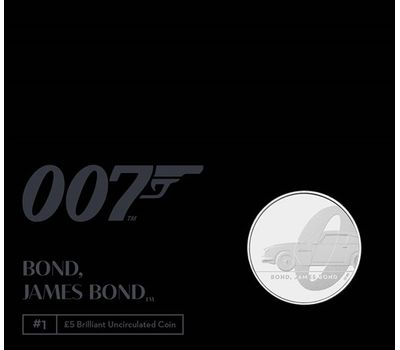  Монета 5 фунтов 2020 «Джеймс Бонд. Агент 007» (монета #1) в буклете, фото 1 