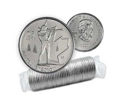  Монета 25 центов 2007 «Биатлон. XXI Олимпийские игры 2010 в Ванкувере» Канада, фото 3 