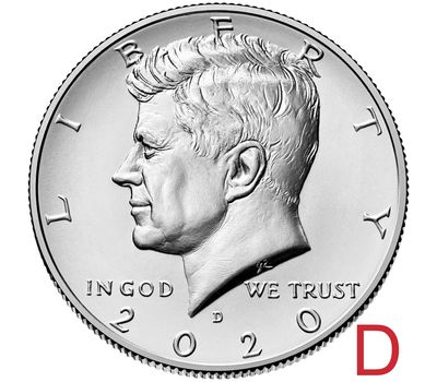  Монета 50 центов 2020 «Джон Кеннеди» США D, фото 1 