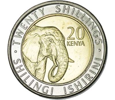 Монета 20 шиллингов 2018 «Слон» Кения, фото 1 