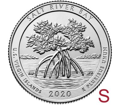  Монета 25 центов 2020 «Солт Ривер Бэй» (53-й нац. парк США) S, фото 1 