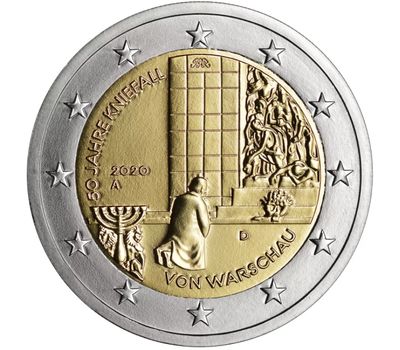  Монета 2 евро 2020 «50-летие коленопреклонения в Варшаве» Германия, фото 1 