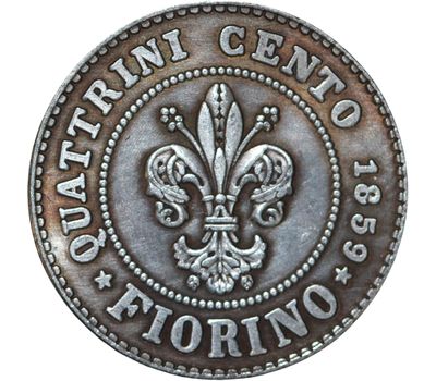  Монета 1 флорин 1859 Тоскана (копия), фото 2 