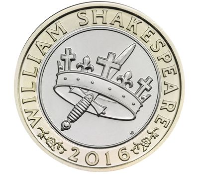  Монета 2 фунта 2016 «400 лет со дня смерти Шекспира. Исторические драмы» Великобритания, фото 1 