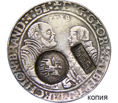  Монета ефимок с признаком 1655 (надчекан на талере 1538 года) (копия), фото 1 