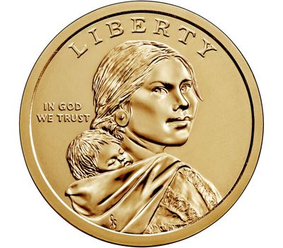  Монета 1 доллар 2021 «Американские индейцы в армии США» D (Сакагавея), фото 2 