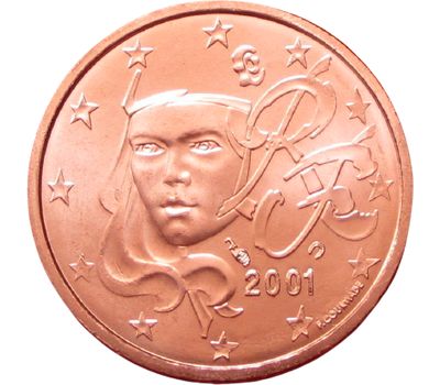  Монета 2 евроцента 2001 Франция, фото 1 