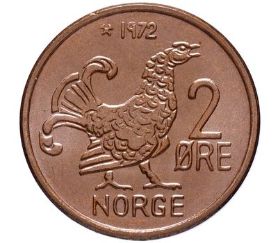  Монета 2 эре 1972 «Шотландская куропатка» Норвегия, фото 1 