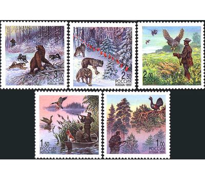  5 почтовых марок «Охота» 1999, фото 1 