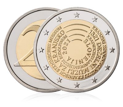  Монета 2 евро 2021 «200-летие основания Провинциального музея Крайны» Словения, фото 3 