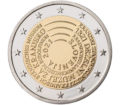  Монета 2 евро 2021 «200-летие основания Провинциального музея Крайны» Словения, фото 1 