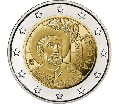  Монета 2 евро 2022 «Хуан Себастьян Элькано. 500-летие первого кругосветного путешествия» Испания, фото 1 