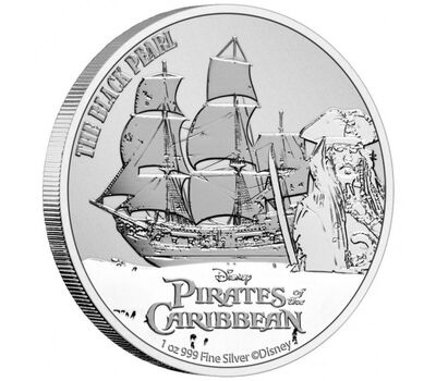 Монета 2 доллара 2021 «Черная Жемчужина. Джек Воробей. Пираты Карибского моря» Ниуэ (серебро 1 унция), фото 3 