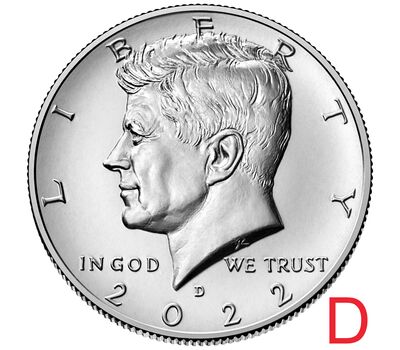  Монета 50 центов 2022 «Джон Кеннеди» США D, фото 1 